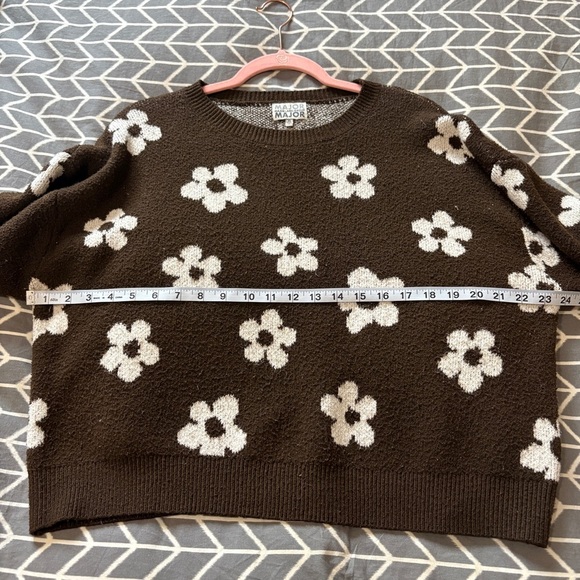 Major Label Group Vintage 90s Brown & White Floral Cropped Sweater Size XL - Picture 9 of 10
